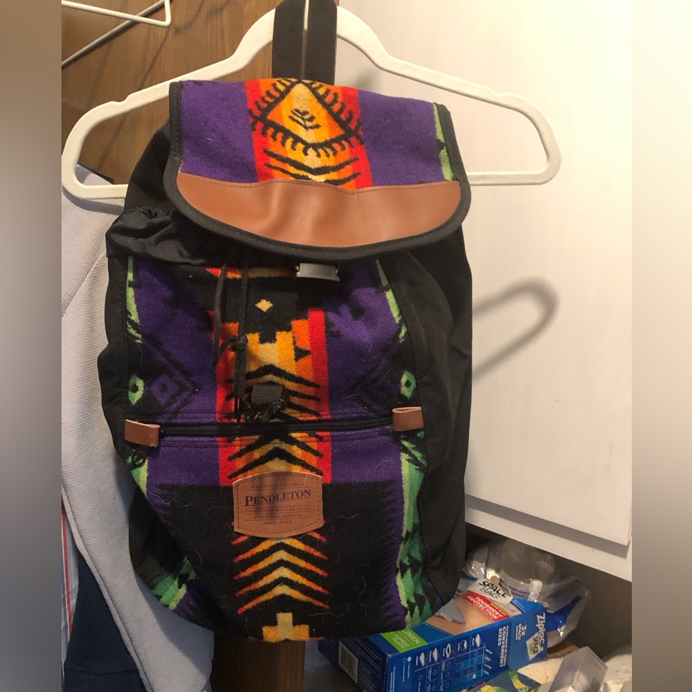 Vintage Pendleton Large Wool Rainbow Backpack-754… - image 1
